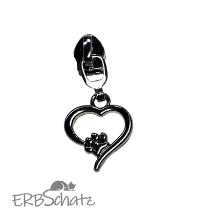 Zipper Herz & Pfote - Silber