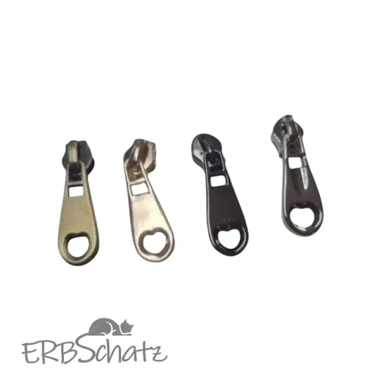 Zipper Herz schlicht (Gr. 3) Gun Metal
