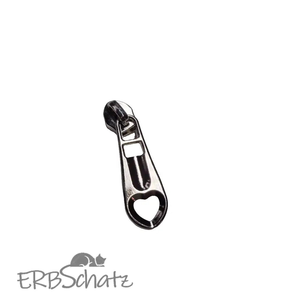 Zipper Herz schlicht Gun Metal - Reißverschluss Schieber