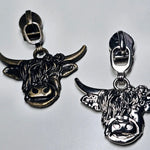Zipper Highland Cow Gun Metal - Reißverschluss Schieber Gr.5