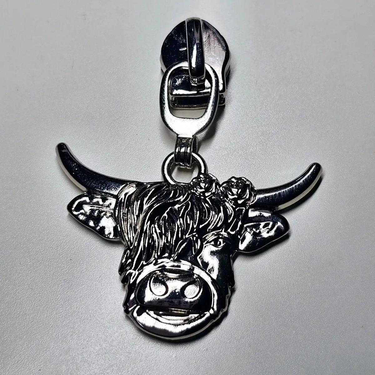 Zipper Highland Cow Gun Metal - Reißverschluss Schieber Gr.5