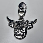 Zipper Highland Cow Gun Metal - Reißverschluss Schieber Gr.5