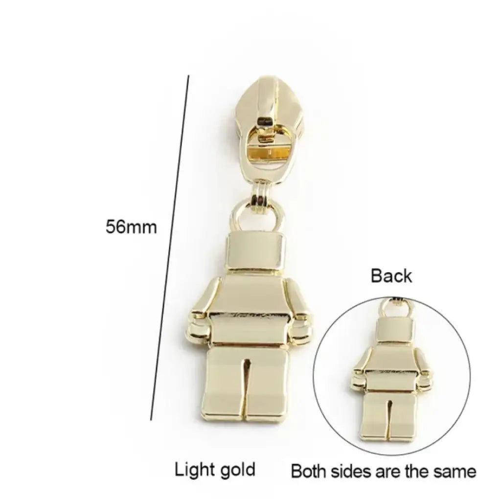 Zipper kleiner Roboter Gold - Reißverschluss Schieber Gr.5