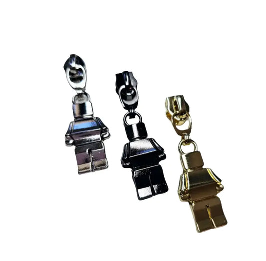 Zipper kleiner Roboter Gold - Reißverschluss Schieber Gr.5