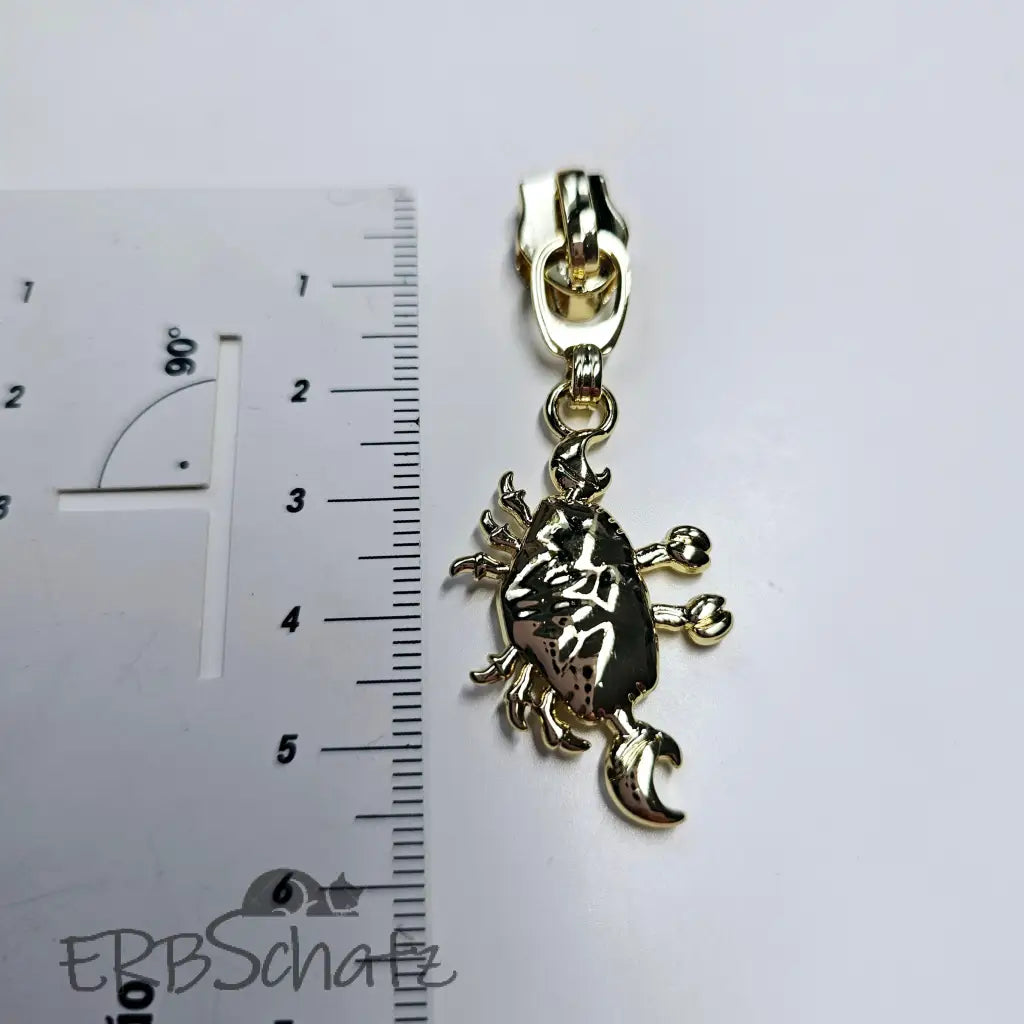 Zipper Krebs Gold - Reißverschluss Schieber Gr.5