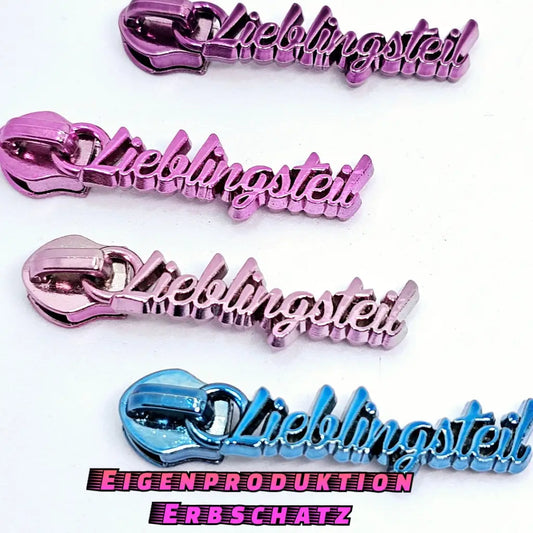 Zipper ’Lieblingsteil’ Metallicfarben Lila - Reißverschluss