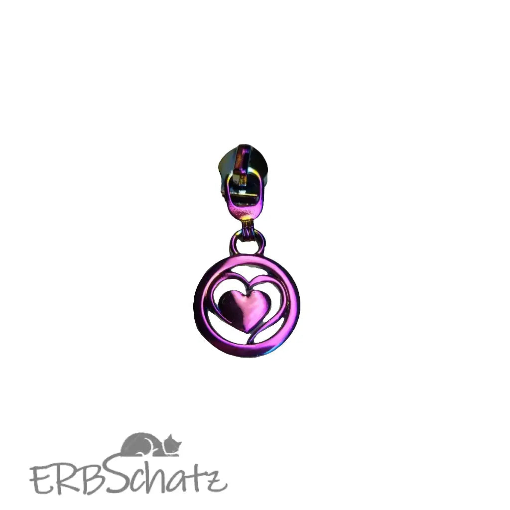 Zipper Lovely Heart Rainbow - Reißverschluss Schieber Gr.5