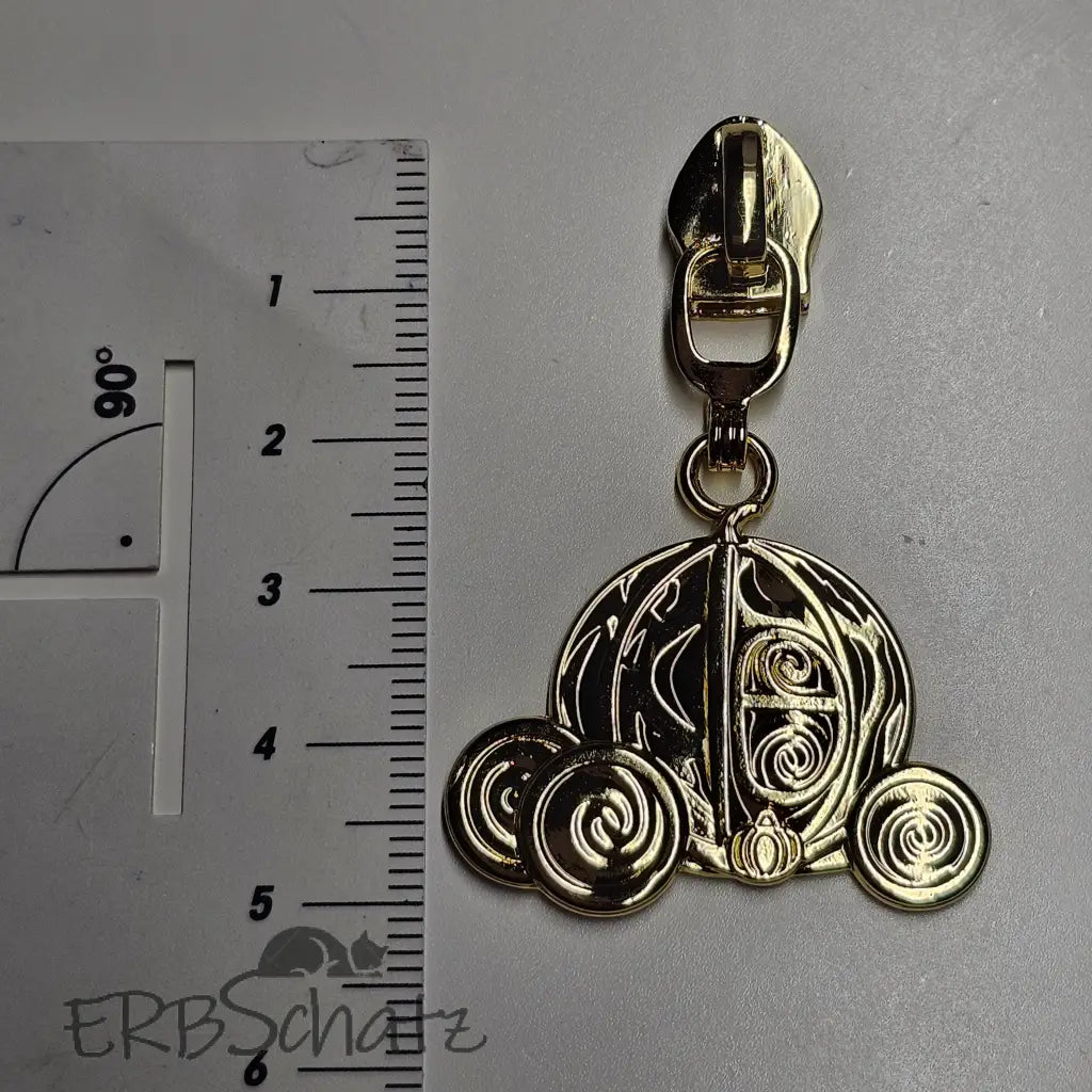 Zipper Märchenkutsche Gold - Reißverschluss Schieber Gr.5