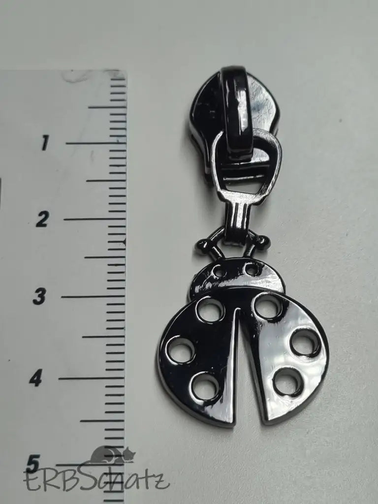 Zipper Marienkäfer Gun Metal - Reißverschluss Schieber Gr.5