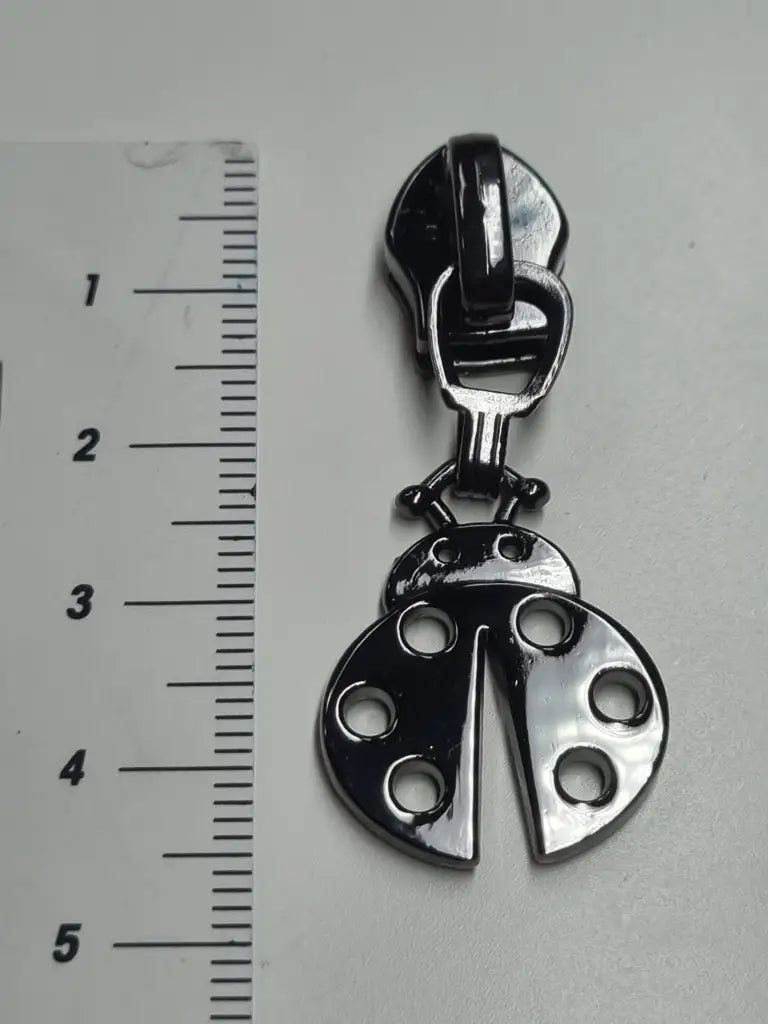 Zipper Marienkäfer Gun Metal - Reißverschluss Schieber Gr.5
