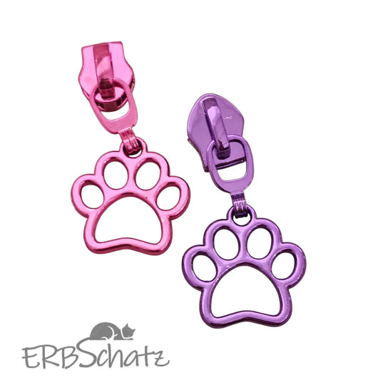 Zipper Mini Pfote Metallic colours Pink - Reißverschluss