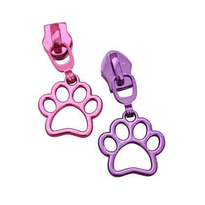 Zipper Mini Pfote Metallic colours Pink - Reißverschluss