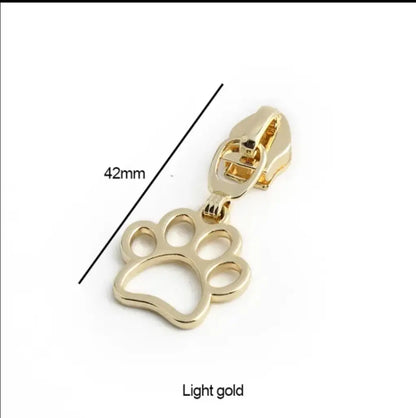 Zipper Mini Pfote Gold - Reißverschluss Schieber Gr.5
