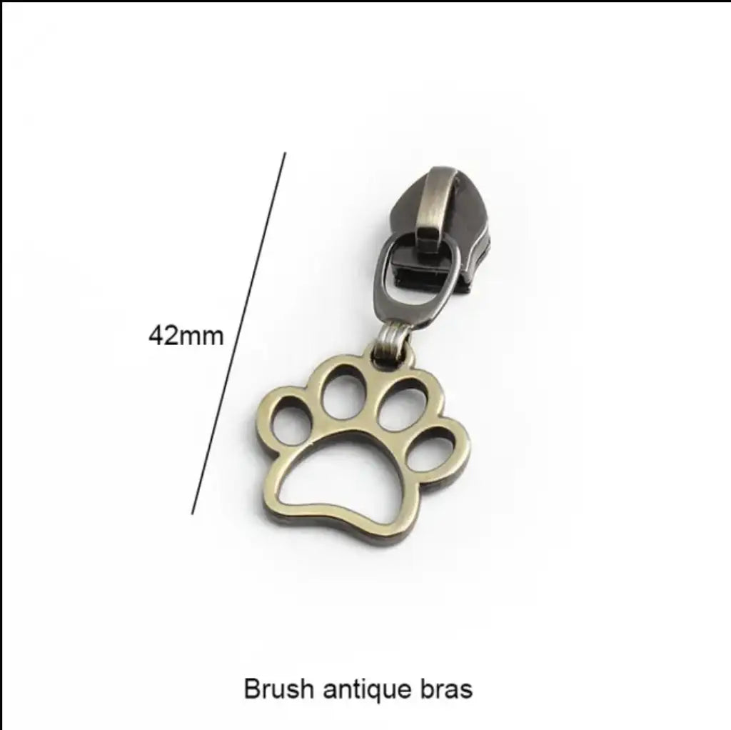 Zipper Mini Pfote Gold - Reißverschluss Schieber Gr.5