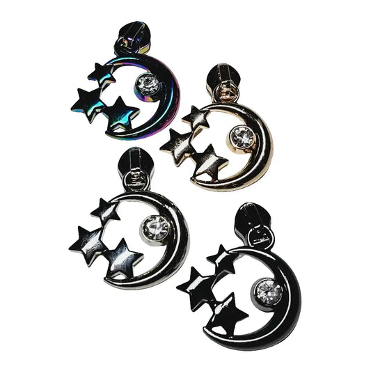 Zipper Mond Sterne Gold - Reißverschluss Schieber Gr.5