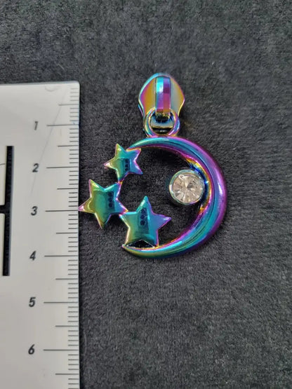 Zipper Mond Sterne Gold - Reißverschluss Schieber Gr.5