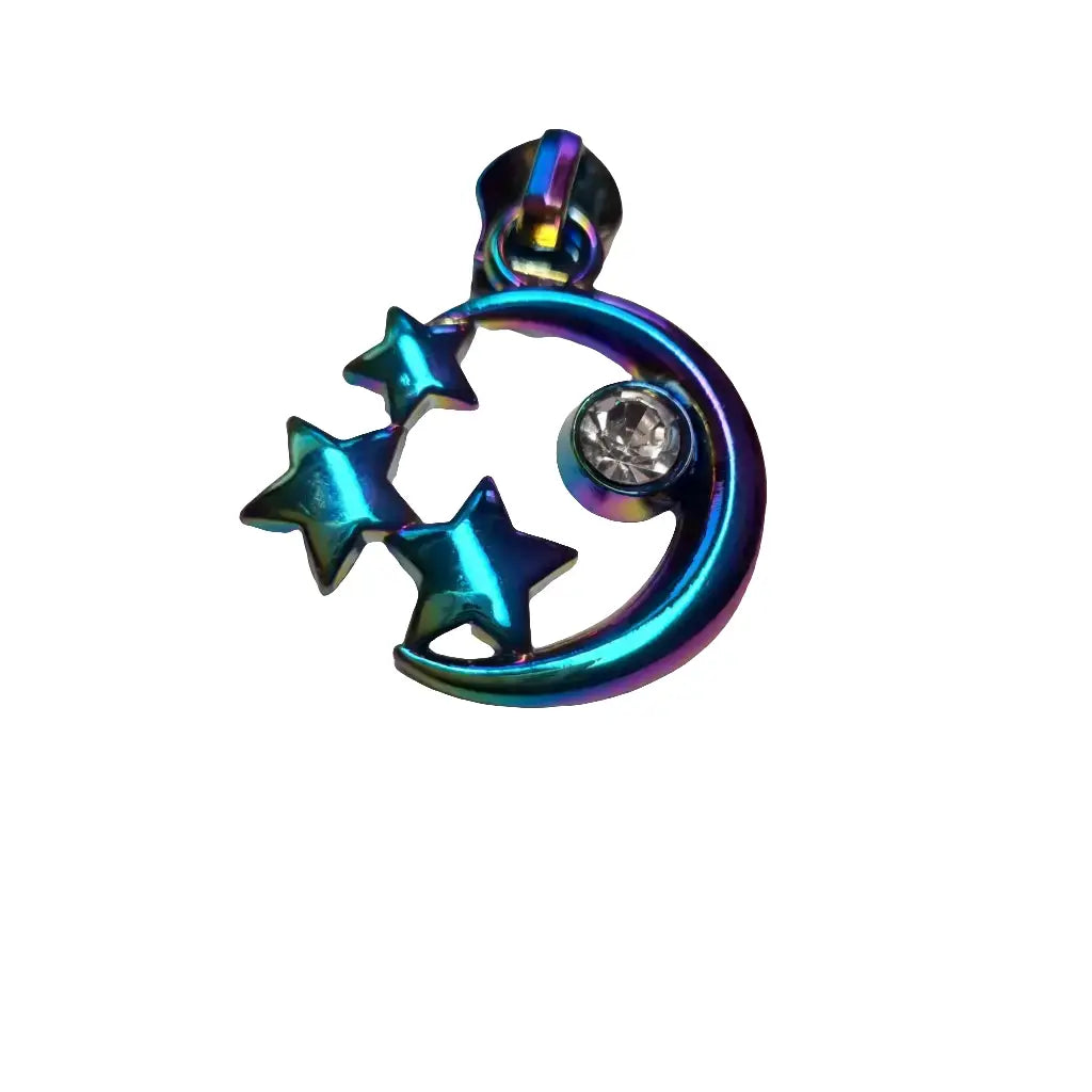 Zipper Mond Sterne Gold - Reißverschluss Schieber Gr.5