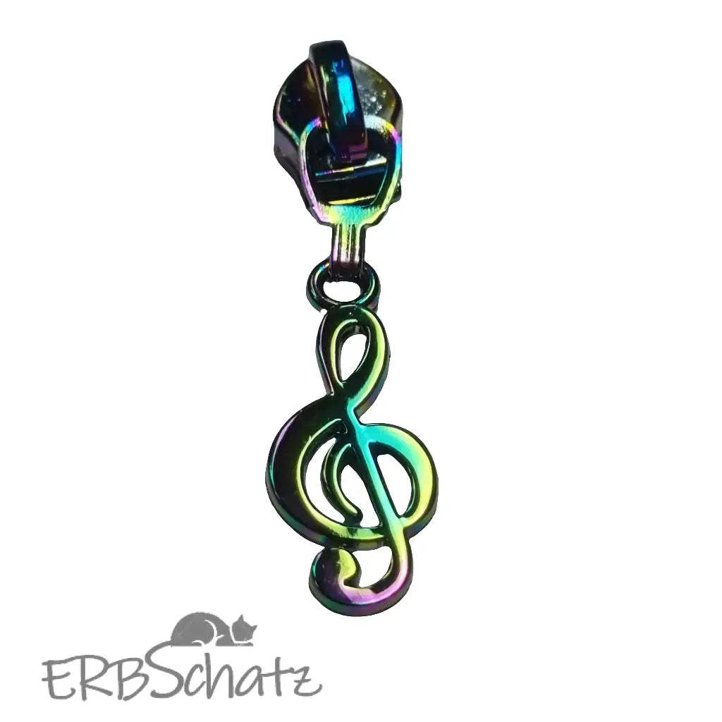 Zipper Notenschlüssel Rainbow - Reißverschluss Schieber Gr.5
