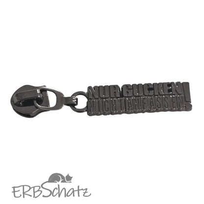Zipper ’Nur gucken nicht anfassen’ - Gun Metal