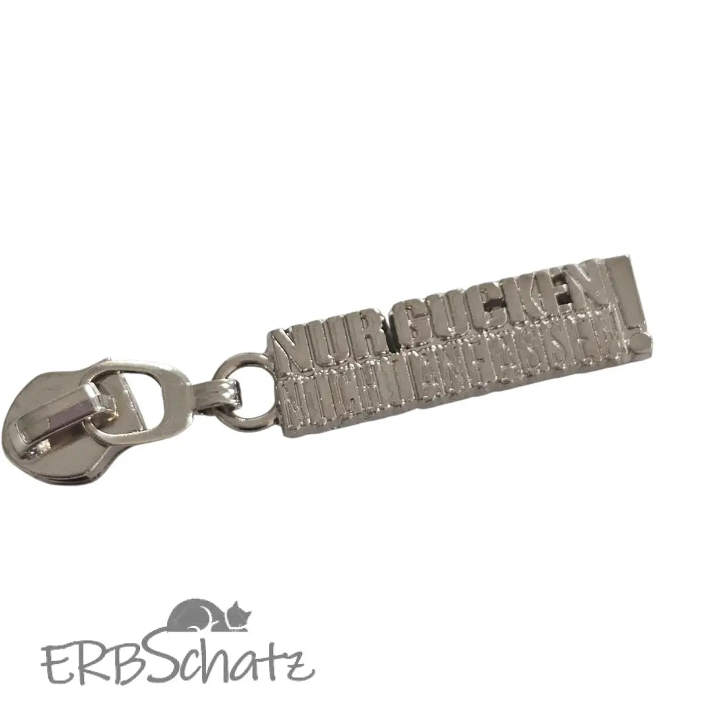 Zipper ’Nur gucken nicht anfassen’ - Silber