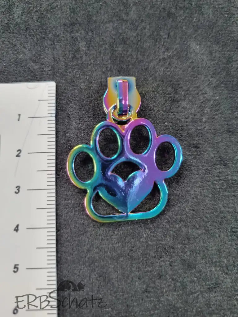 Zipper Pfote Regenbogen - Reißverschluss Schieber Gr.5