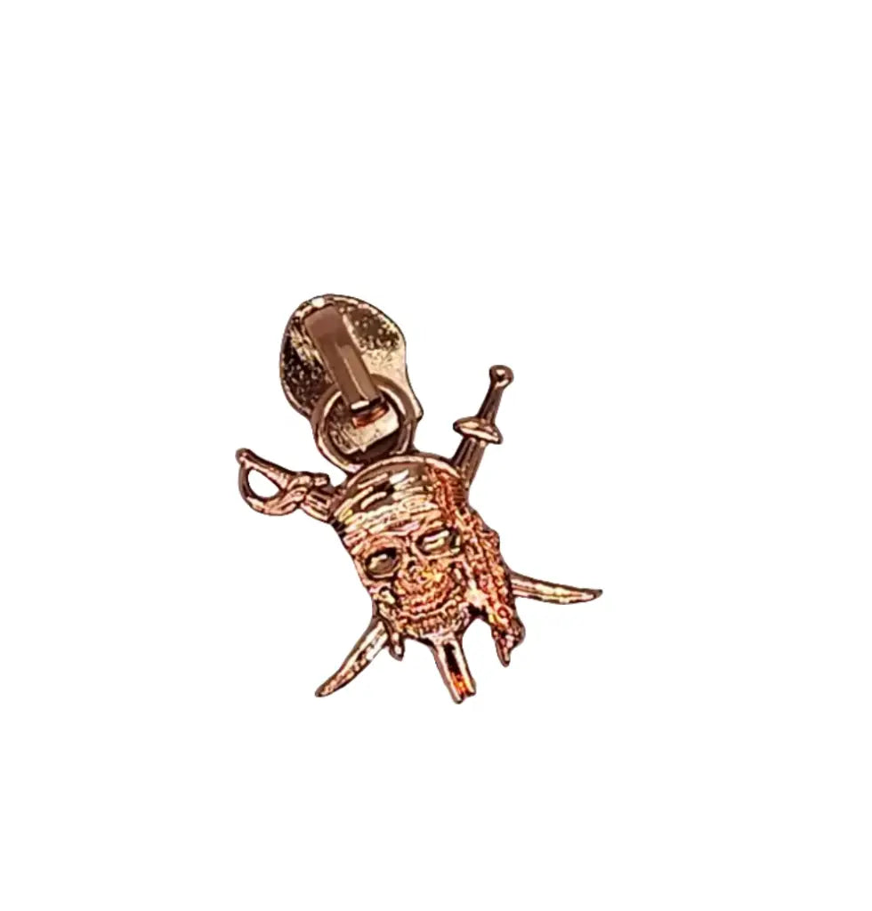 Zipper Pirate Skull Roségold - Reißverschluss Schieber Gr.5