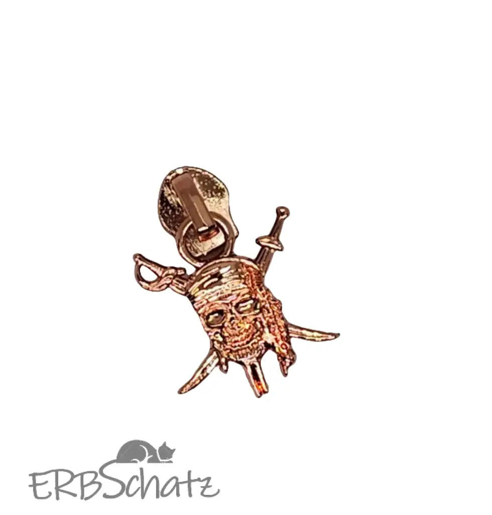 Zipper Pirate Skull Roségold - Reißverschluss Schieber Gr.5
