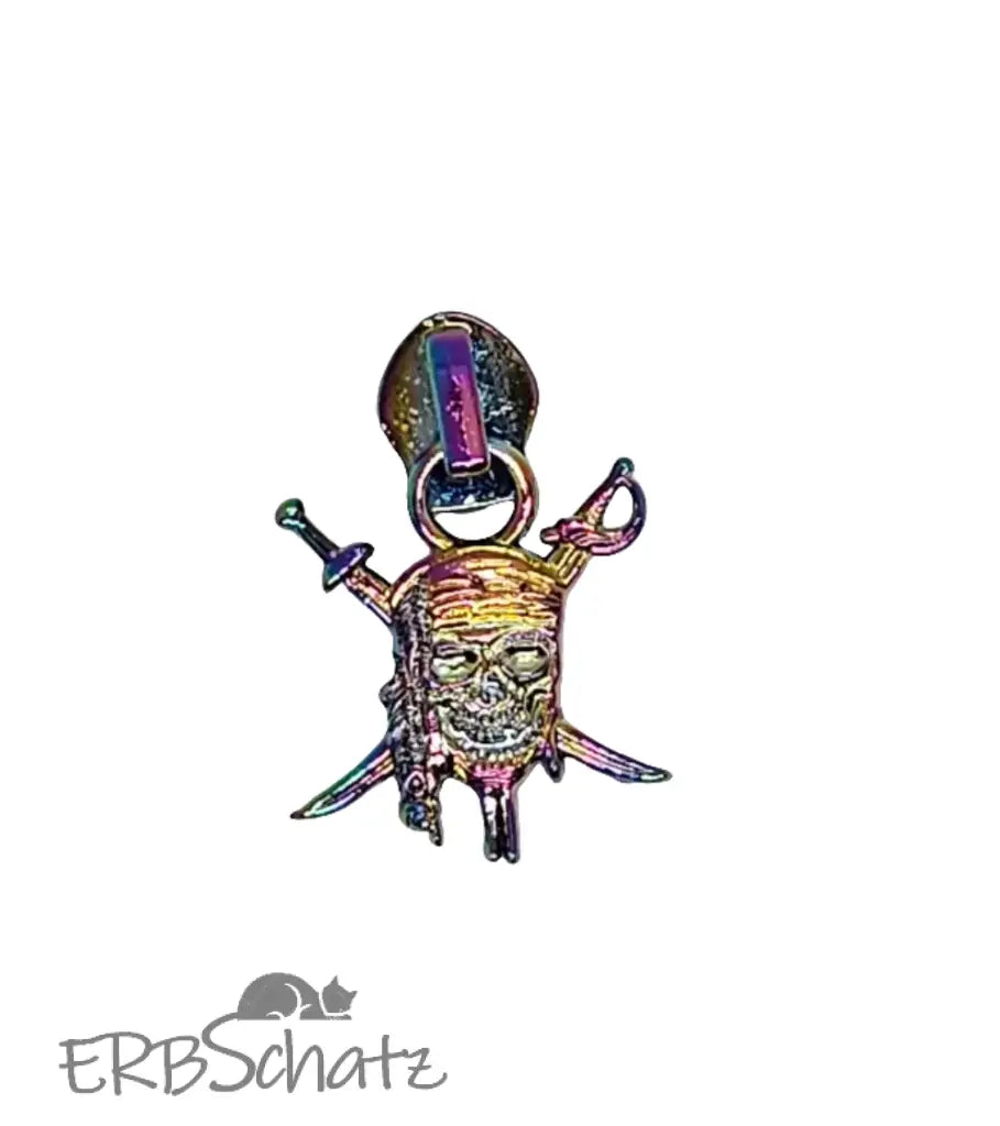 Zipper Pirate Skull Roségold - Reißverschluss Schieber Gr.5