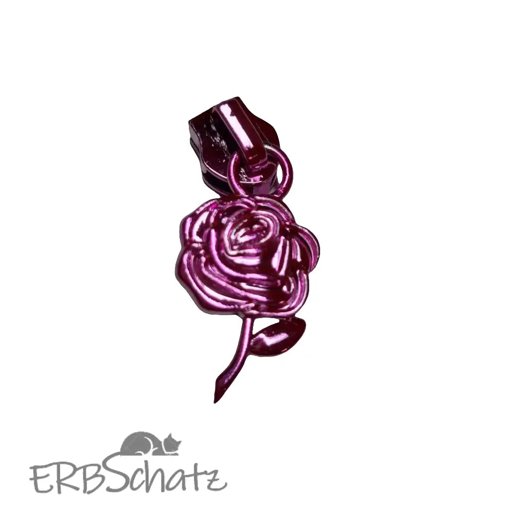 Zipper Rose bunt Blau - Reißverschluss Schieber Gr.5