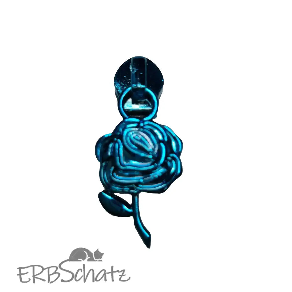 Zipper Rose bunt Blau - Reißverschluss Schieber Gr.5