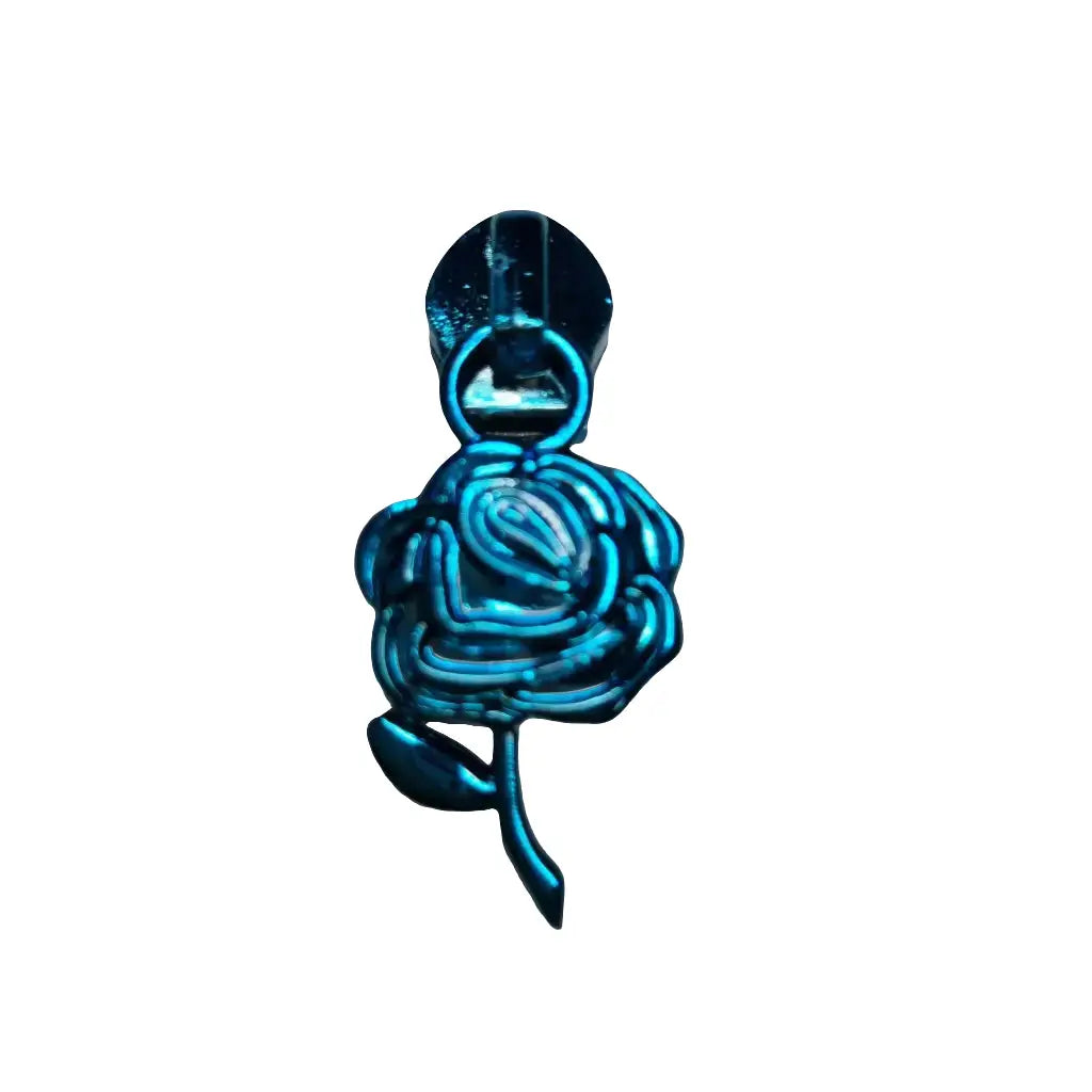 Zipper Rose bunt Blau - Reißverschluss Schieber Gr.5