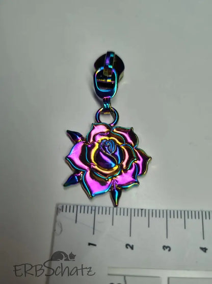 Zipper Rosenblüte Rainbow - Reißverschluss Schieber Gr.5