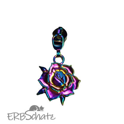 Zipper Rosenblüte Rainbow - Reißverschluss Schieber Gr.5
