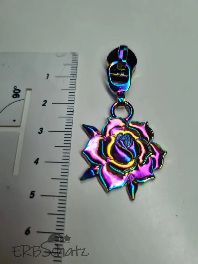 Zipper Rosenblüte Rainbow - Reißverschluss Schieber Gr.5