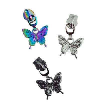 Zipper Schmetterling Silber - Reißverschluss Schieber Gr.5