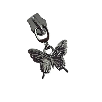 Zipper Schmetterling Silber - Reißverschluss Schieber Gr.5