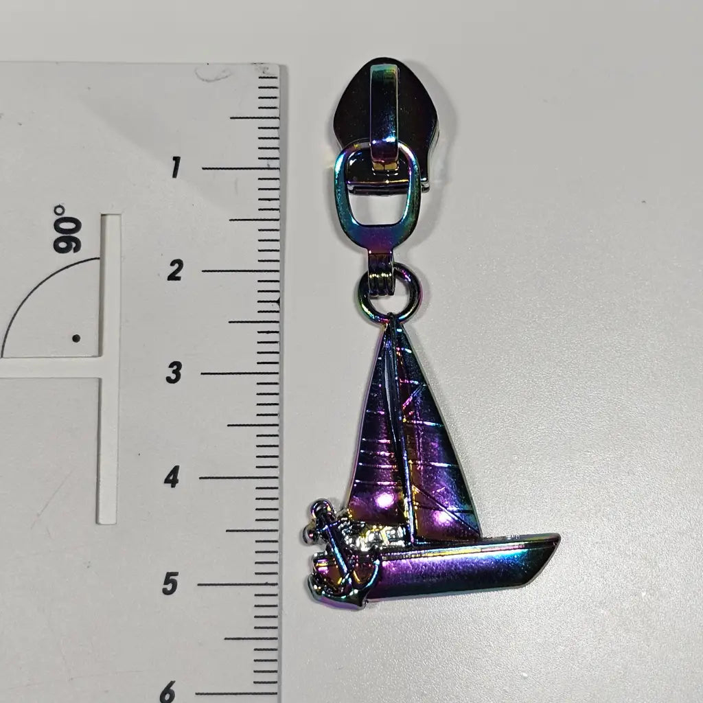 Zipper Segelboot Rainbow - Reißverschluss Schieber Gr.5