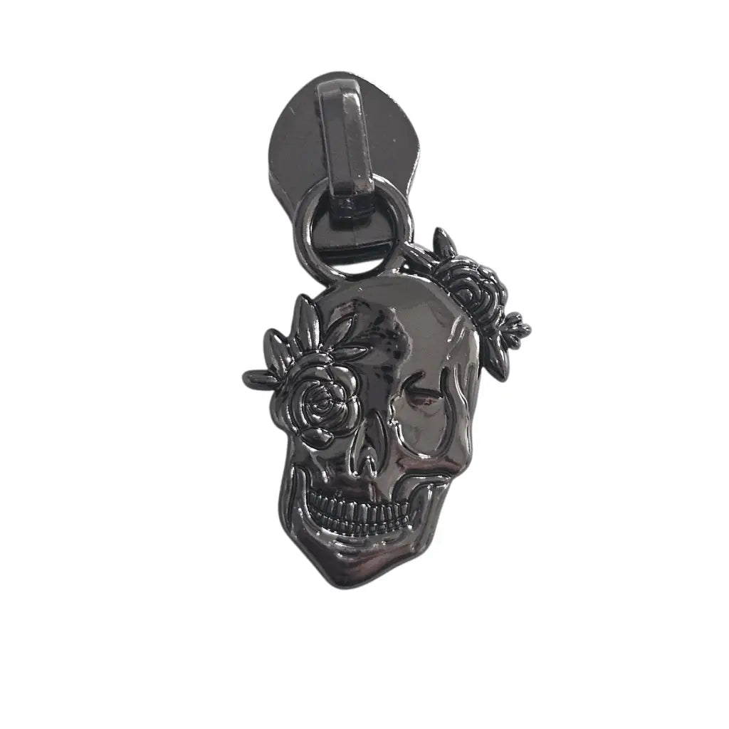 Zipper Skull Roses Roségold - Reißverschluss Schieber Gr.5