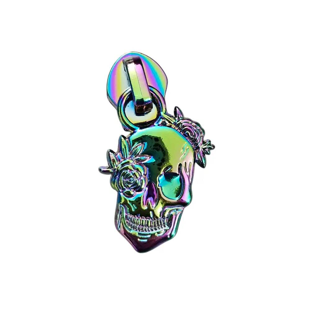 Zipper Skull Roses Roségold - Reißverschluss Schieber Gr.5