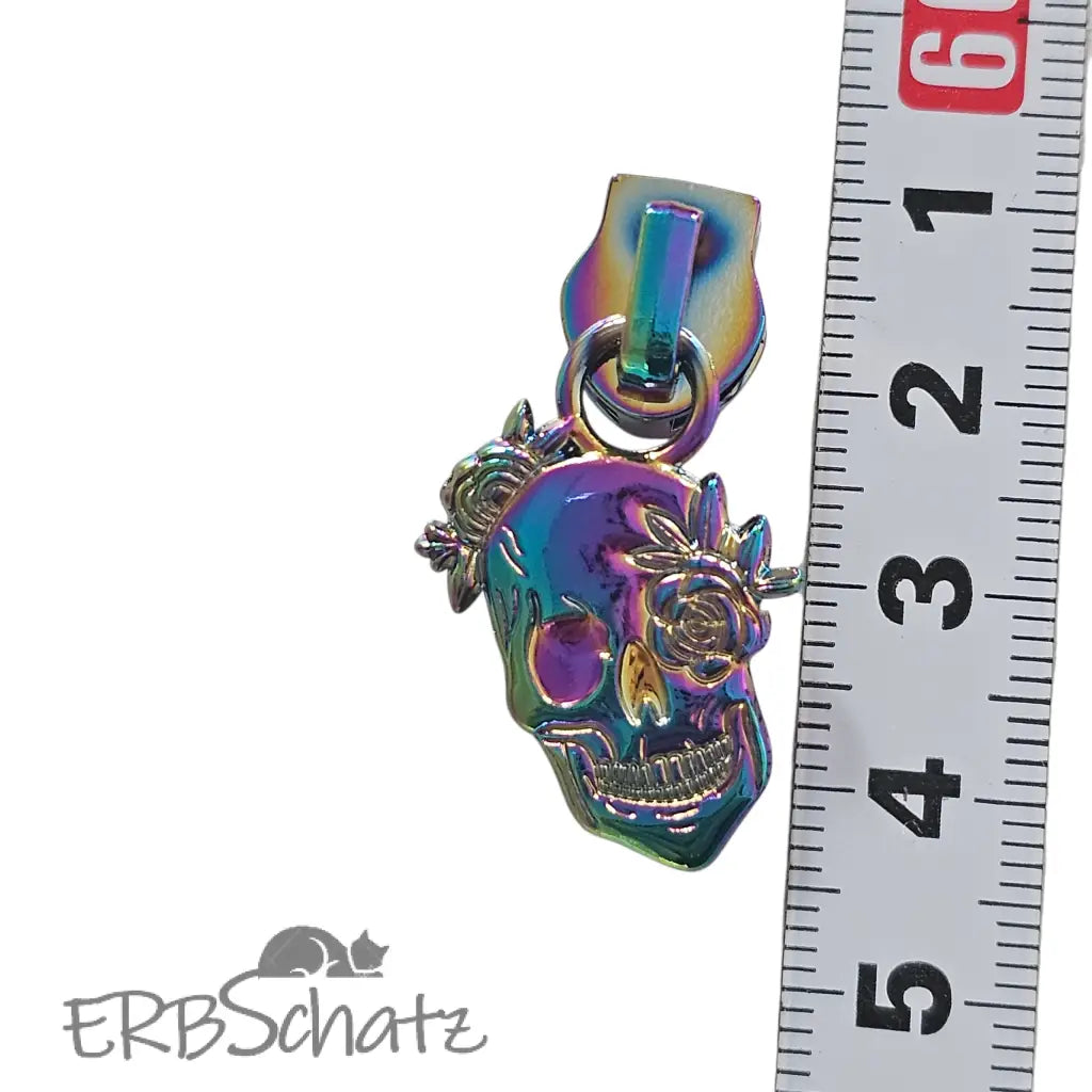 Zipper Skull Roses Roségold - Reißverschluss Schieber Gr.5