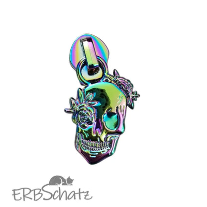 Zipper Skull Roses Roségold - Reißverschluss Schieber Gr.5
