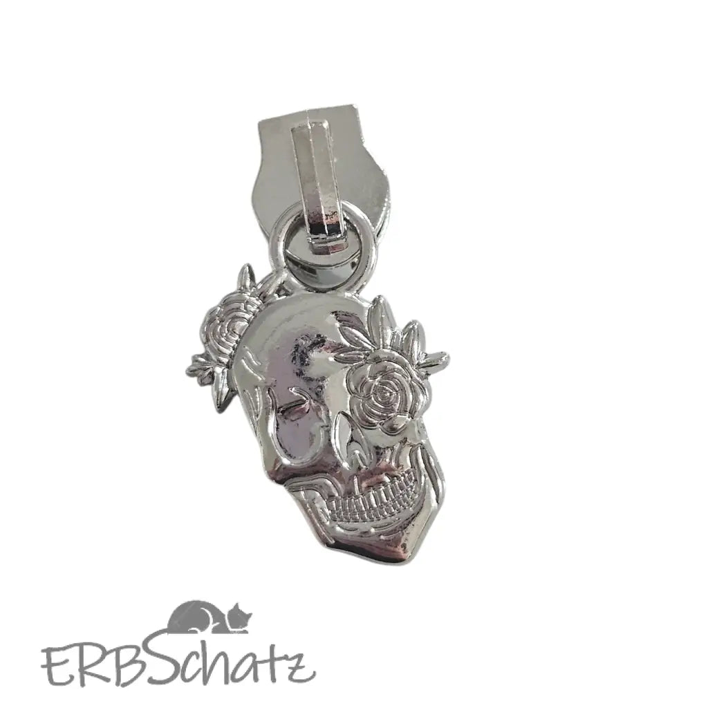 Zipper Skull Roses - Silber