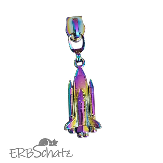 Zipper Spaceshuttle Rainbow - Reißverschluss Schieber Gr.5