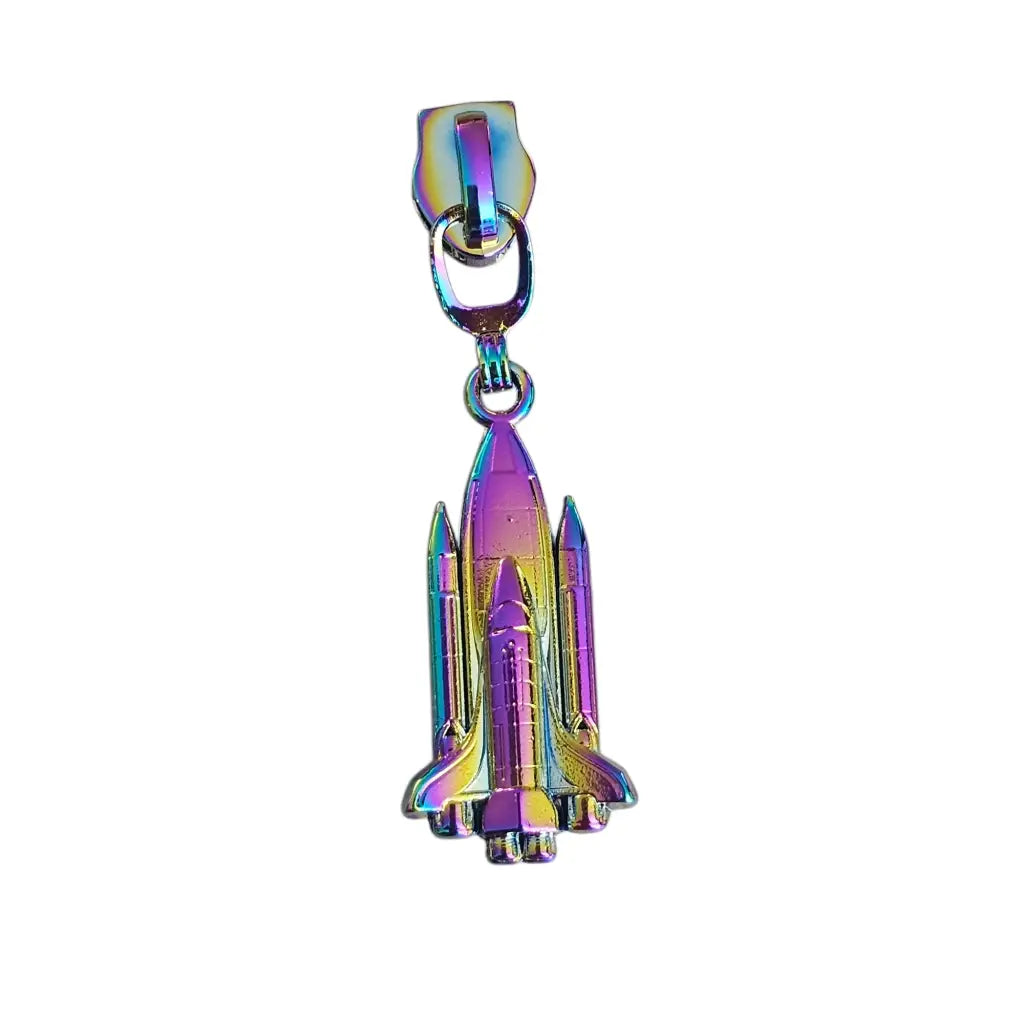 Zipper Spaceshuttle Rainbow - Reißverschluss Schieber Gr.5