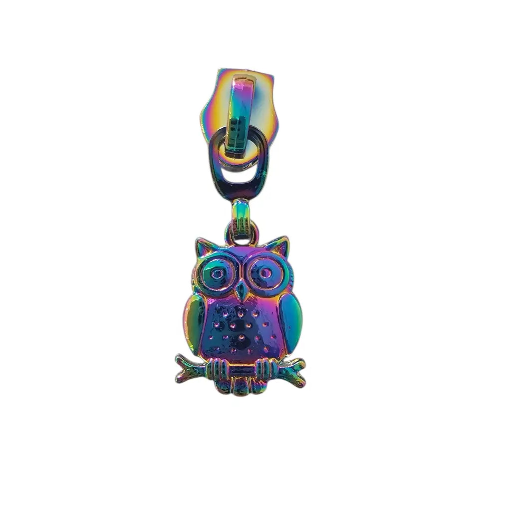 Zipper süße Eule Regenbogen - Reißverschluss Schieber Gr.5