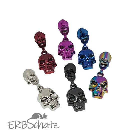 Zipper Totenkopf Regenbogen - Reißverschluss Schieber Gr.5