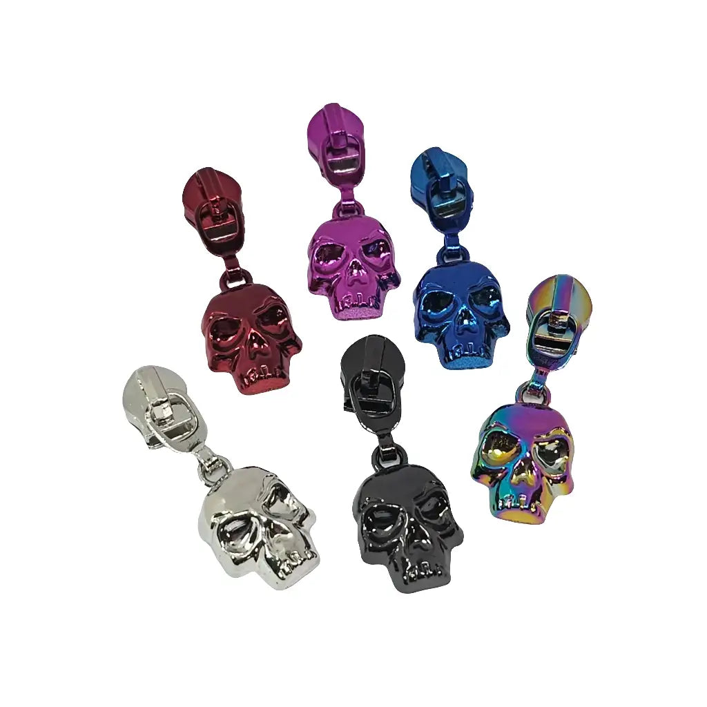 Zipper Totenkopf Regenbogen - Reißverschluss Schieber Gr.5