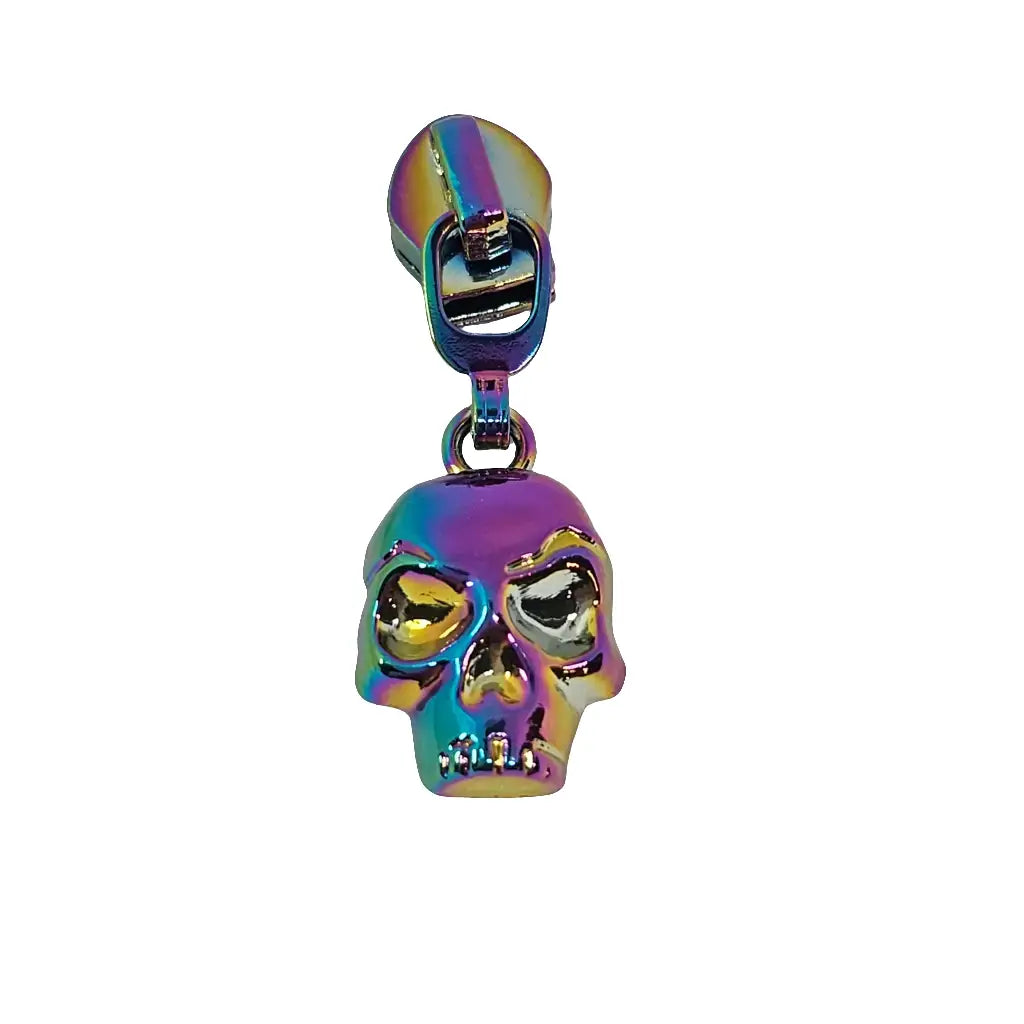 Zipper Totenkopf Regenbogen - Reißverschluss Schieber Gr.5