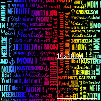 Kunstleder Wordcloud Moin Rainbow | 50x130 cm
