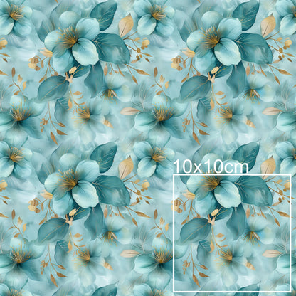 Kunstleder Flowerdream Türkis | 50x130 cm